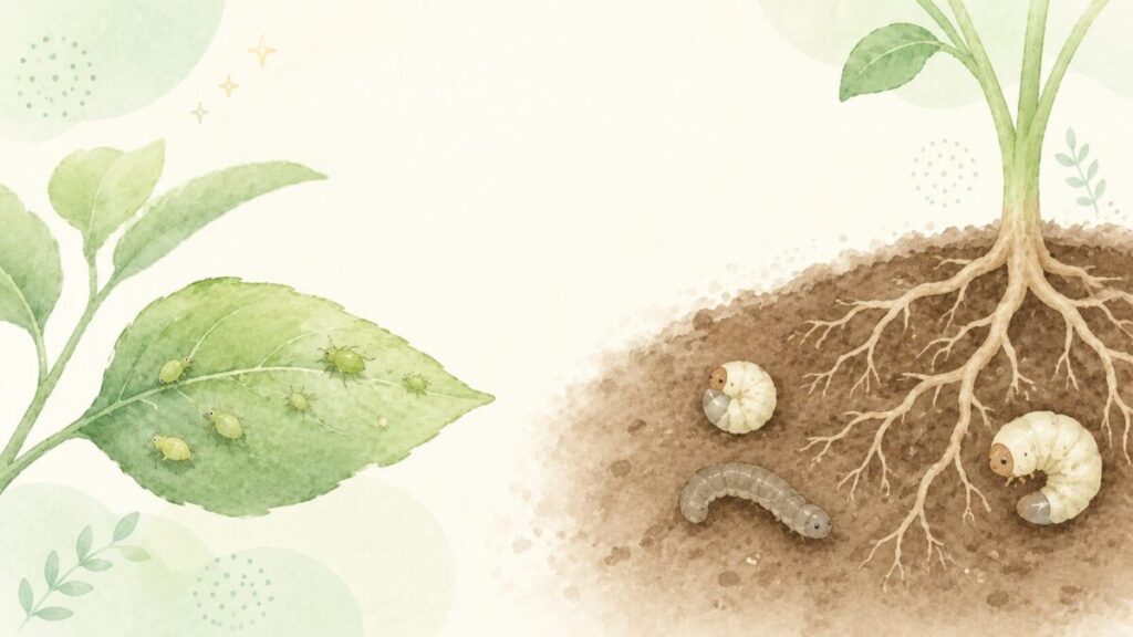 葉の害虫と土壌害虫の違い